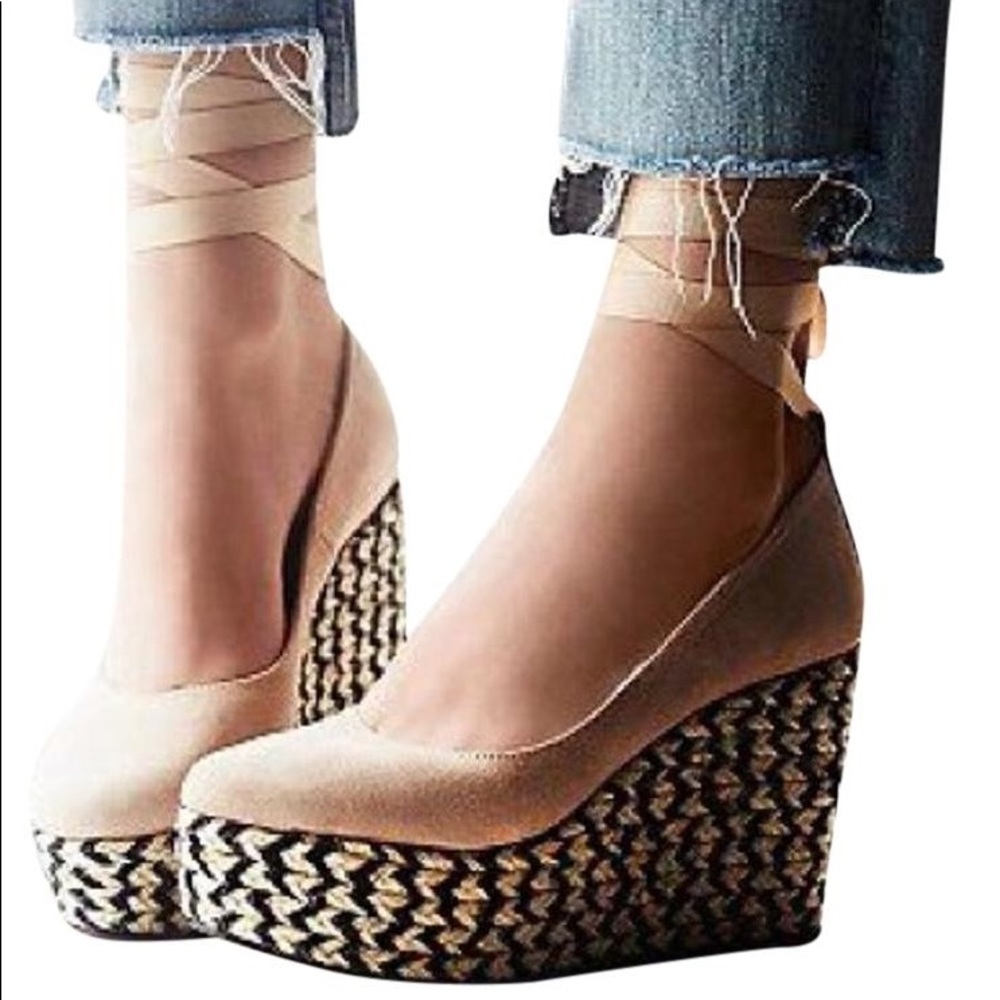 Free People Camel Charade Espadrille Wedge